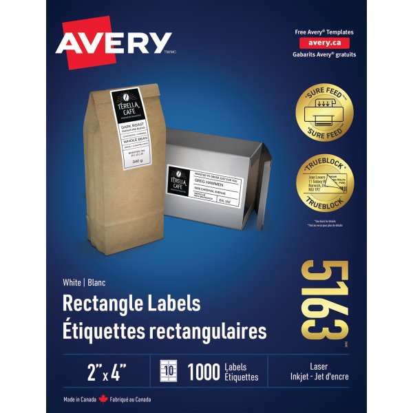 Avery TrueBlock Shipping Labels, Laser 2" x 4"