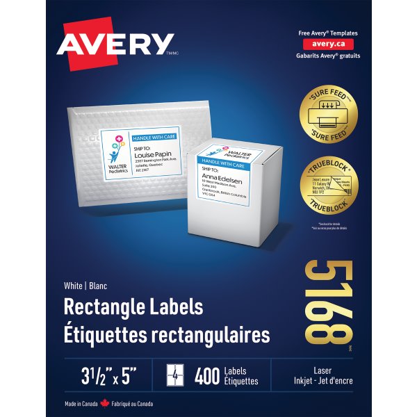Avery TrueBlock Shipping Labels, Laser 3-1/2" x 5"