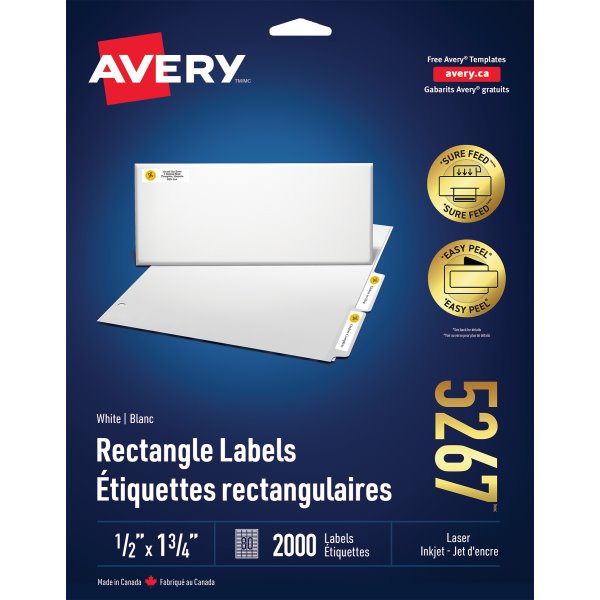 Avery Easy Peel Address Labels, Laser 1/2" x 1-3/4"