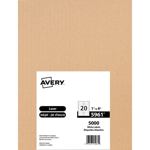 Avery Easy Peel Address Labels, Laser 1" x 4"