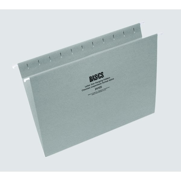 Basics Coloured Hanging Folders Letter Grey 25/box