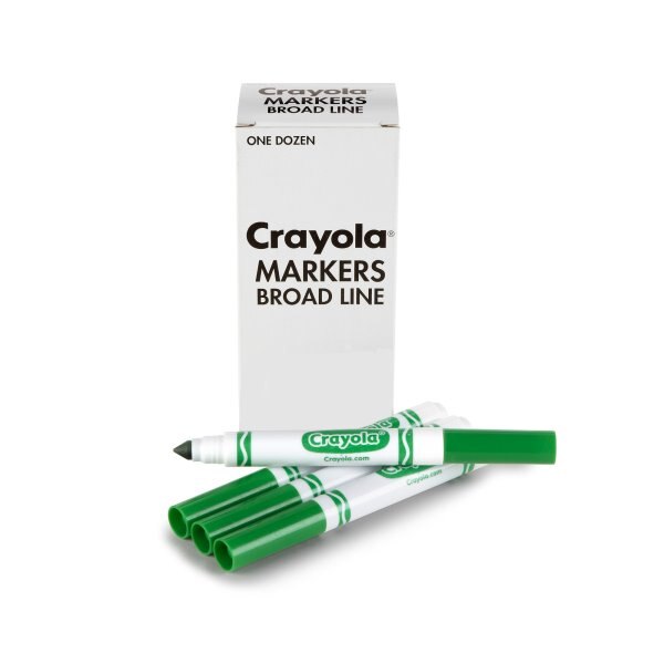Crayola Ultra Clean Wash. Broad Line Markers, 12/bx Green