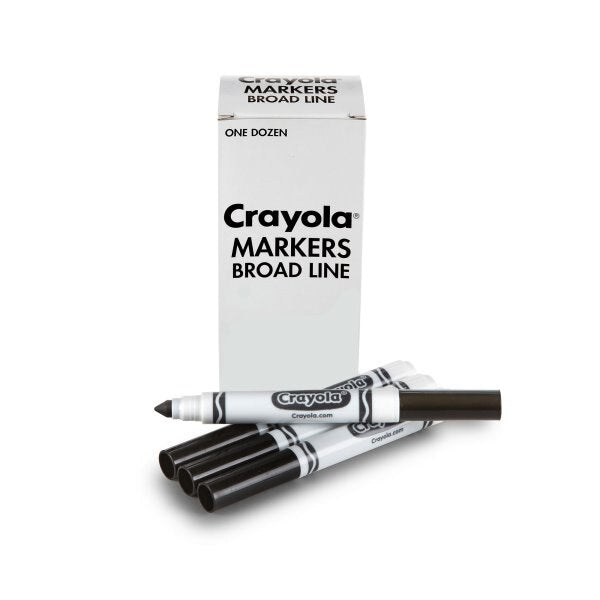 Crayola Ultra Clean Wash. Broad Line Markers, 12/bx Black
