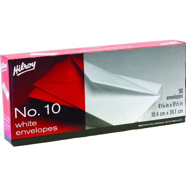 Hilroy #10 White Envelopes, 50/bx