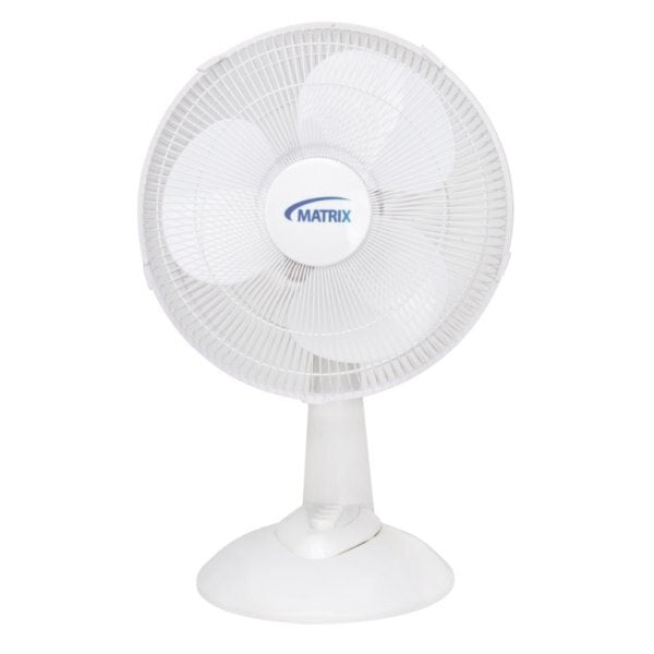 Matrix Oscillating Desk Fan with Push Buttons, 12" Diameter, 3 Speeds, EA305