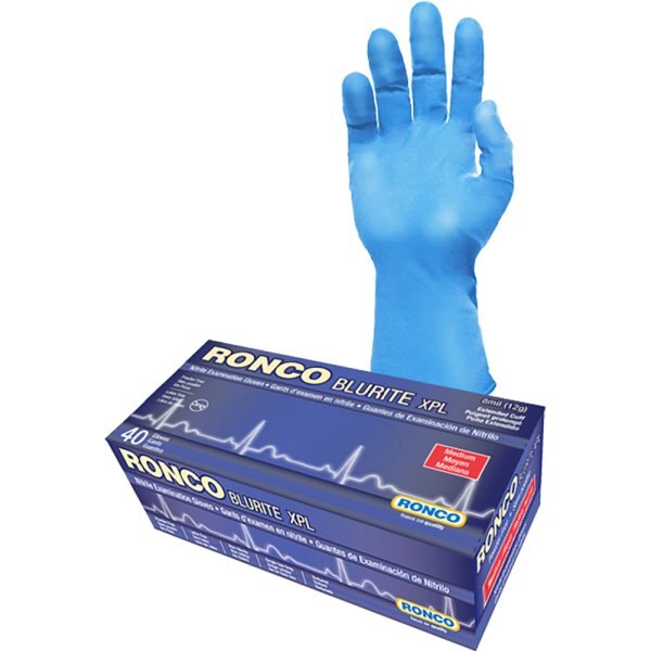 Blurite XPL Nitrile Exam Gloves Medium, 8 mil, 50/BX