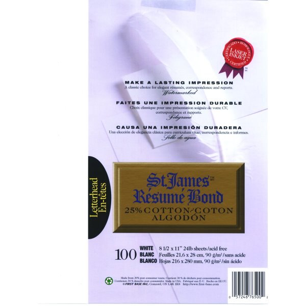 St. James Resum Bond Paper, Letter Size, White